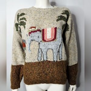Vintage 90s Elephant Sweater By Together Beige